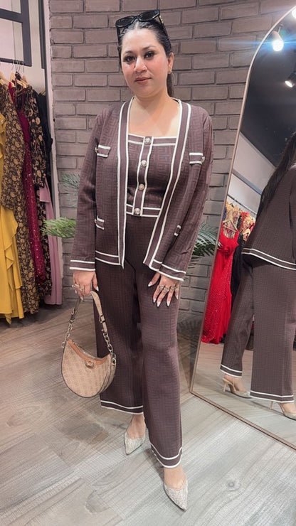 Bingo Brown Woolen Cordset 3pc