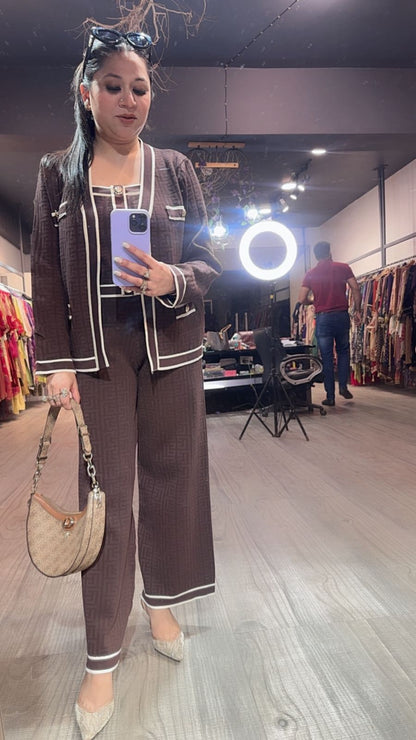 Bingo Brown Woolen Cordset 3pc