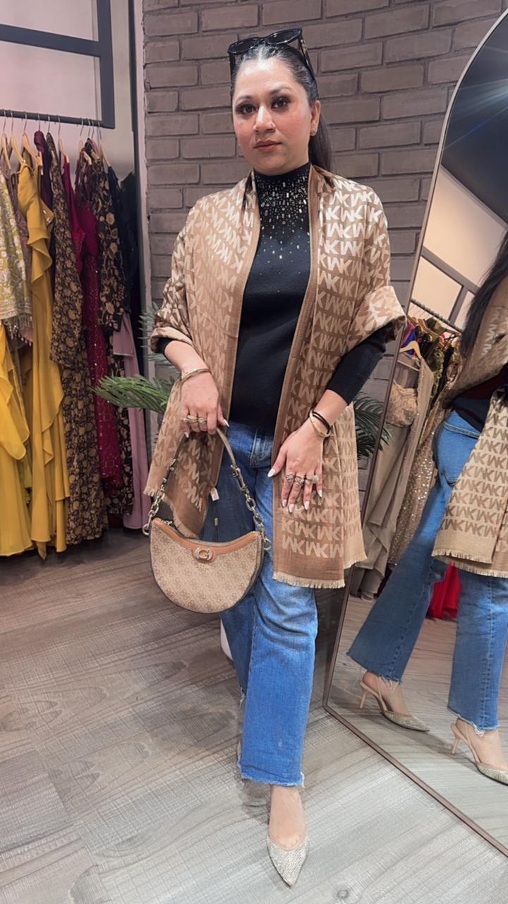 Mk Brown Semi Woolen Stole