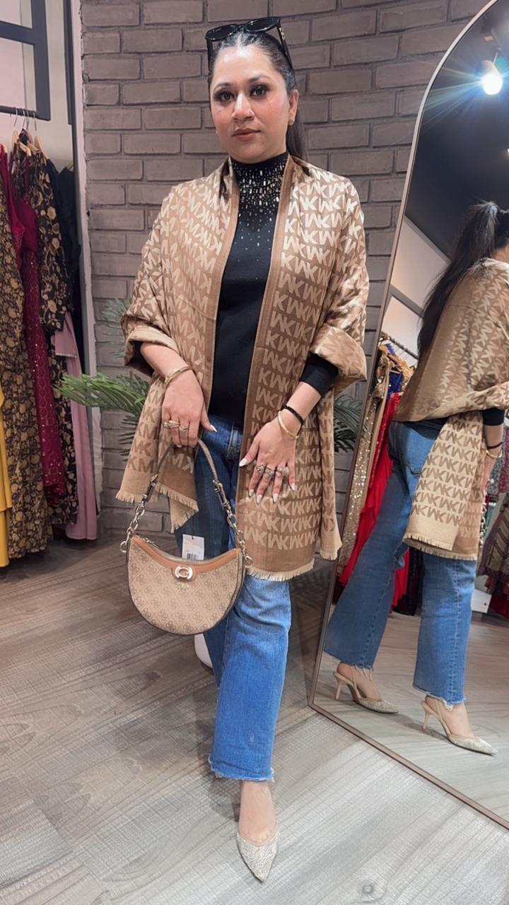 Mk Brown Semi Woolen Stole