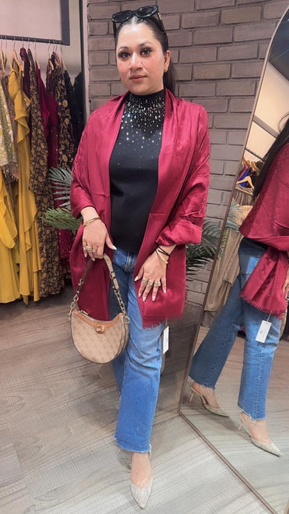 Coach Mahroon Semi Woolen Stole