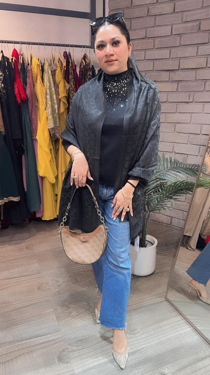 Coach Black Semi Woolen Stole