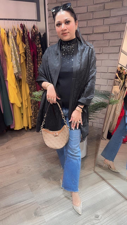 Coach Black Semi Woolen Stole