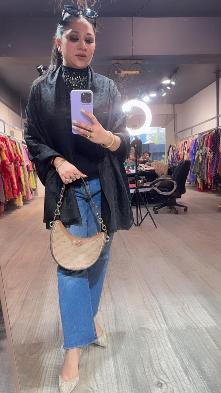 Coach Black Semi Woolen Stole