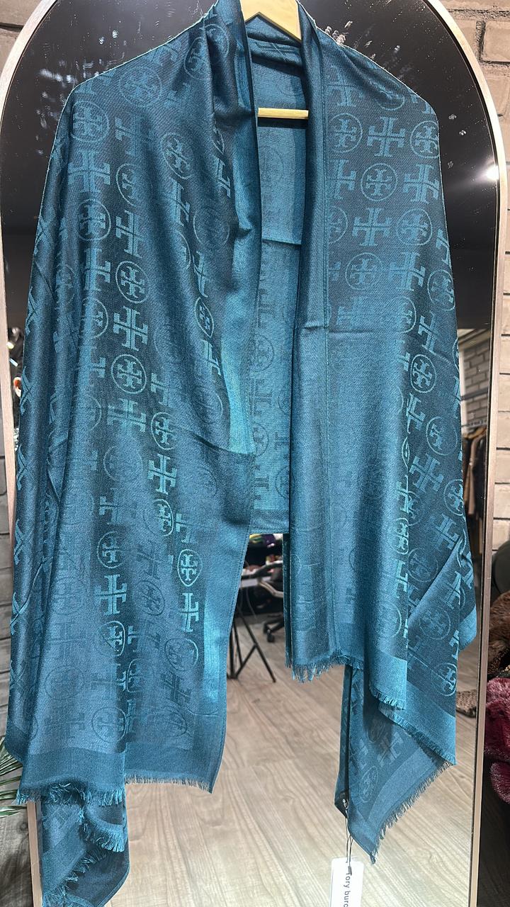 Tory Bursh Teal Blue  Semi Woolen Stole