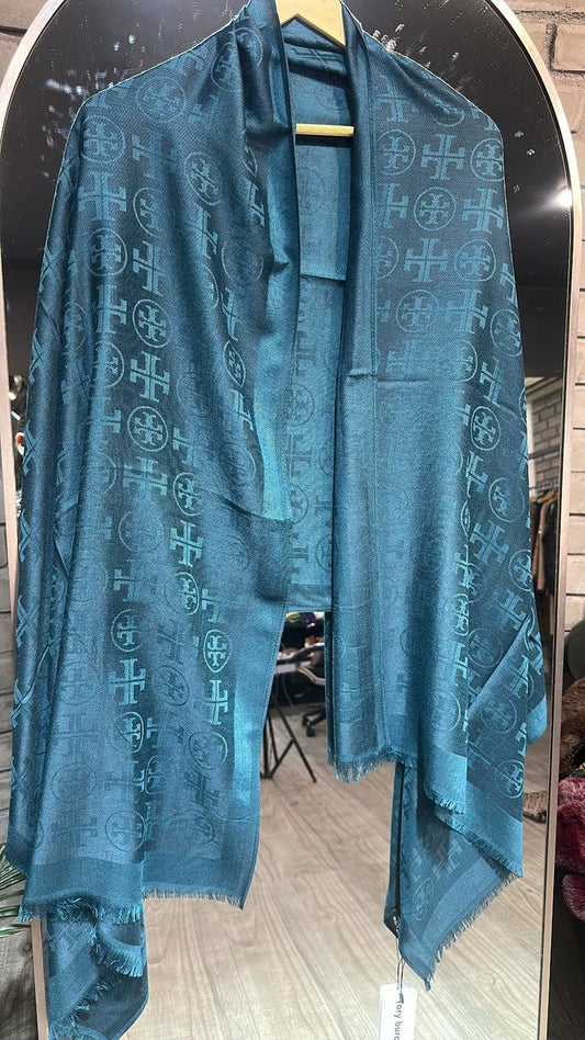 Tory Bursh Teal Blue  Semi Woolen Stole