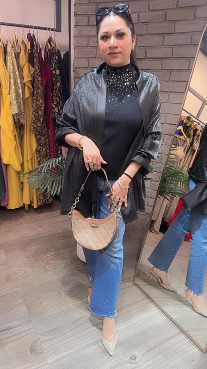 Gucci Black Semi Woolen Stole