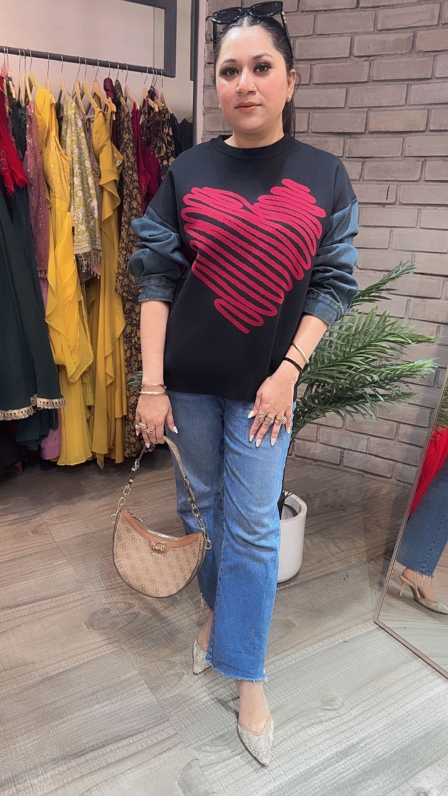 Hugo Heart Denim Woolen Sweater