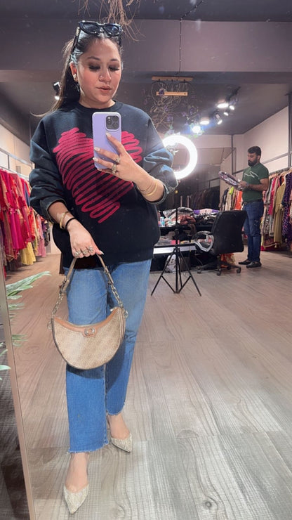 Hugo Heart Denim Woolen Sweater