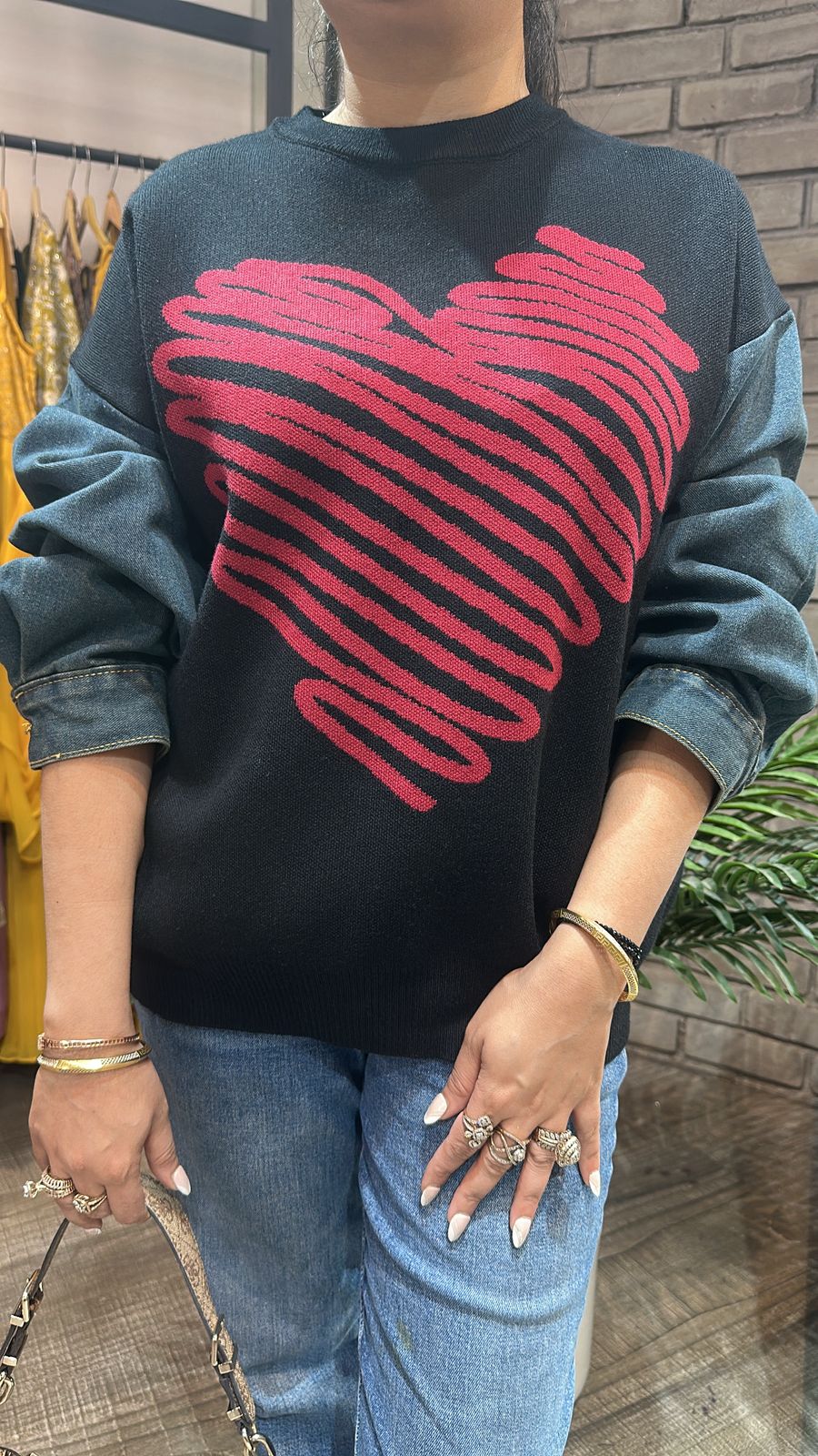 Hugo Heart Denim Woolen Sweater