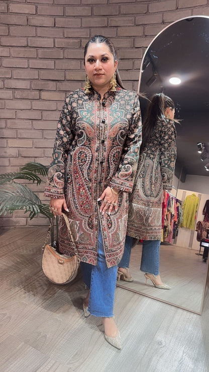 Sonamarg long Jacket Thread work