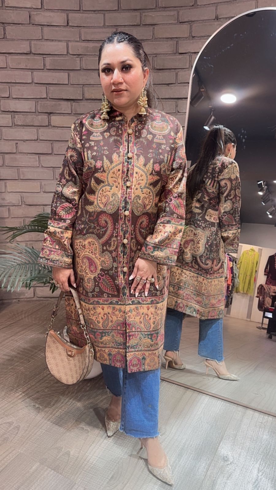 Srinagar long Jacket Thread work