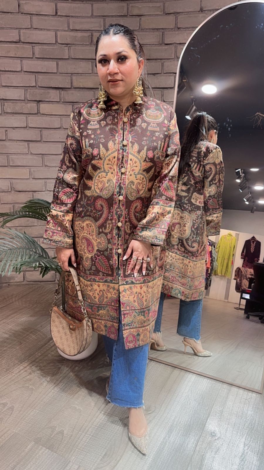 Srinagar long Jacket Thread work