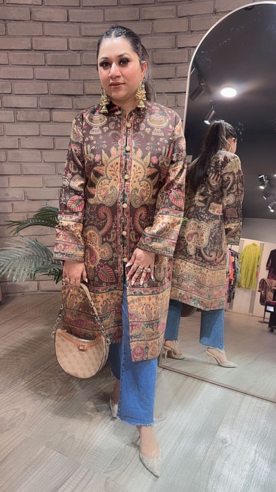 Srinagar long Jacket Thread work