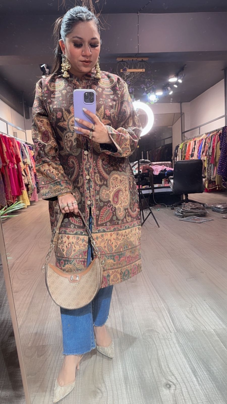 Srinagar long Jacket Thread work