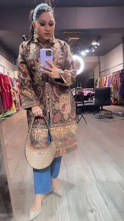 Srinagar long Jacket Thread work