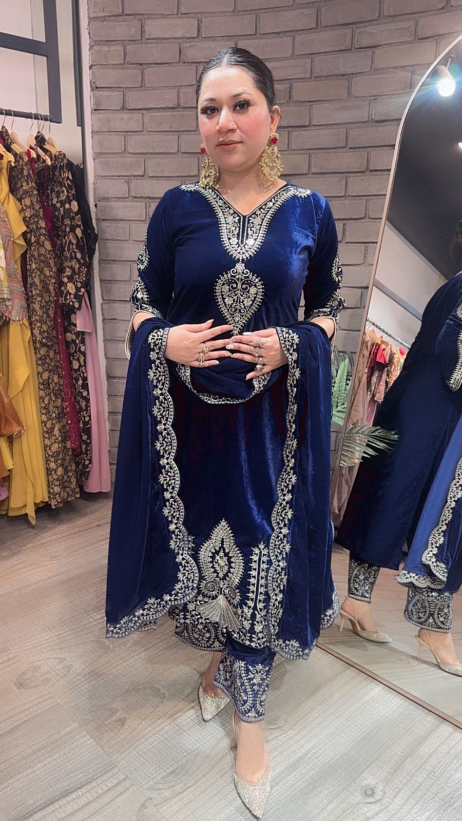 Tehseen Navy Blue Designer velvet Suit