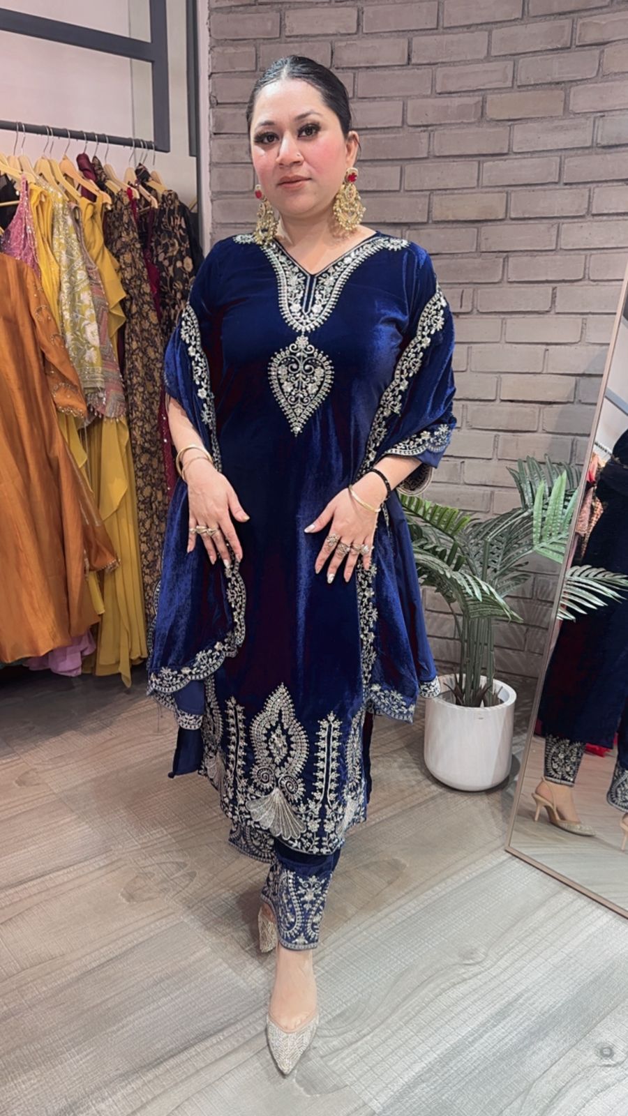 Tehseen Navy Blue Designer velvet Suit