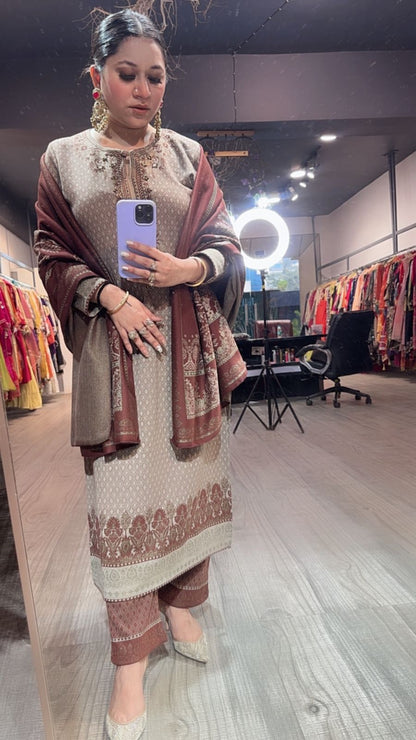 Brooklyn Brown Woolen Designer suit