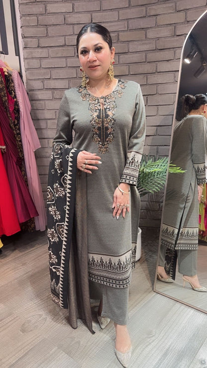 Marble Grey Black Woolen Designer suit