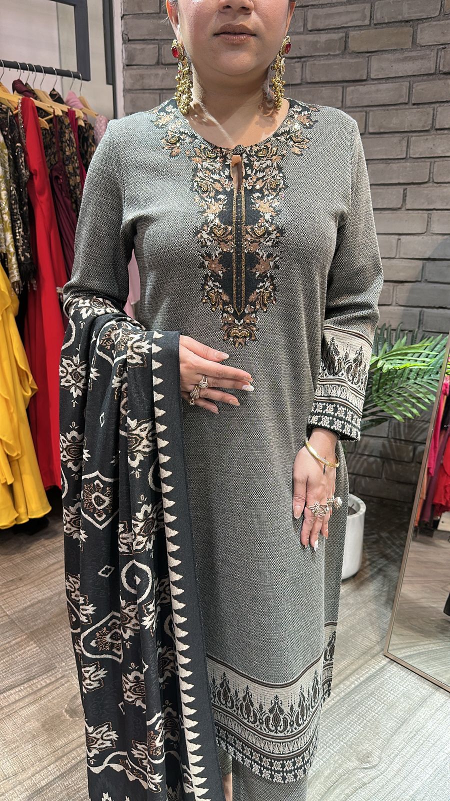 Marble Grey Black Woolen Designer suit