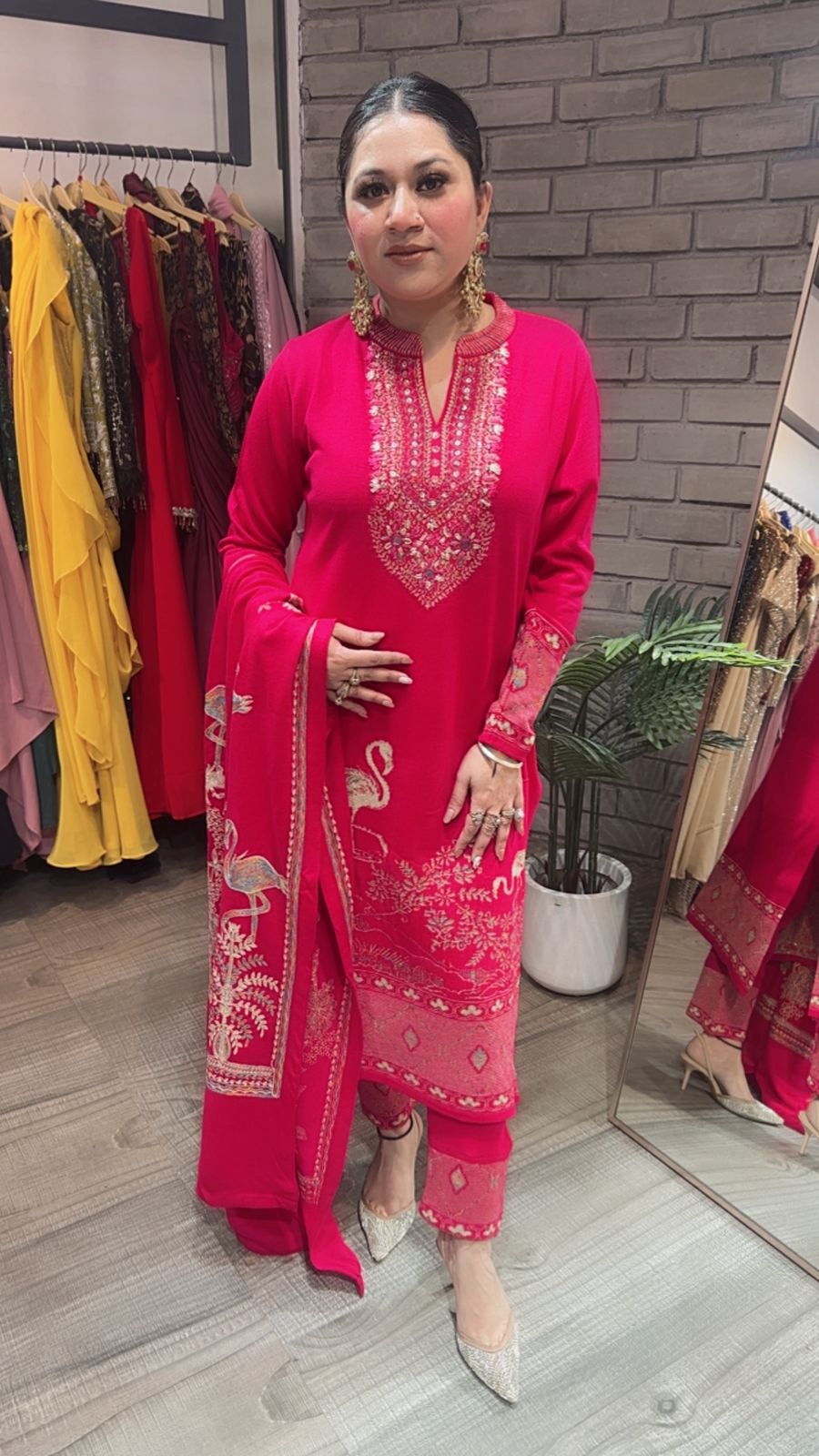 Flamingo Hotpink Woolen Designer suit