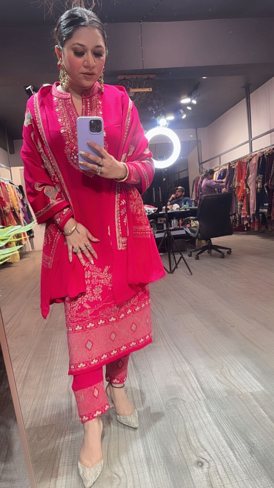 Flamingo Hotpink Woolen Designer suit