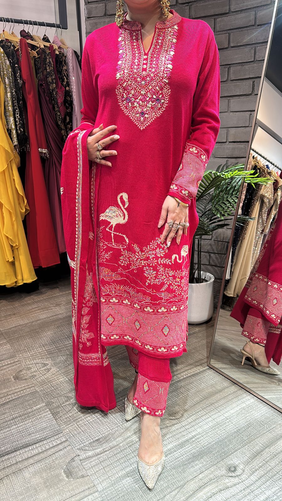 Flamingo Hotpink Woolen Designer suit