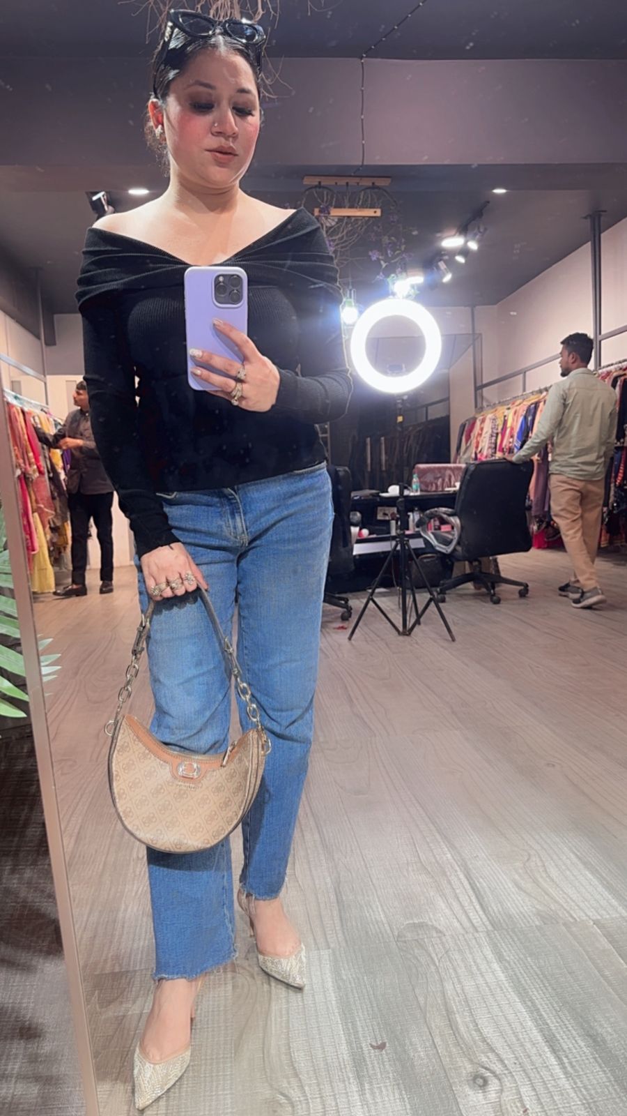 Oreo Black shoulder Woolen Top