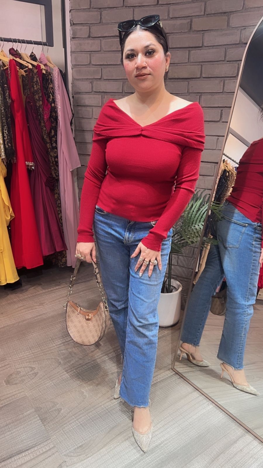 Oreo Mahroon shoulder Woolen Top