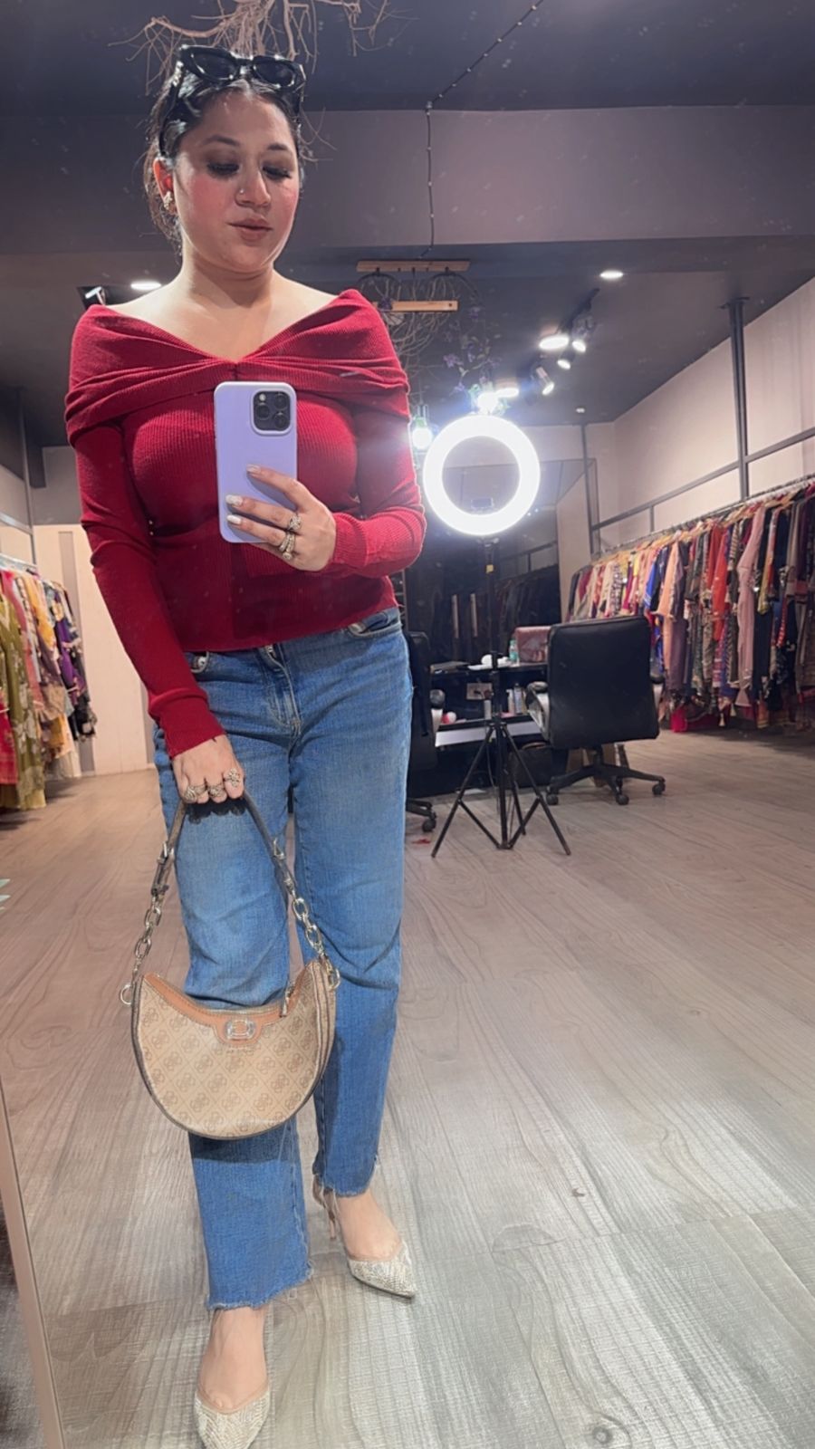 Oreo Mahroon shoulder Woolen Top