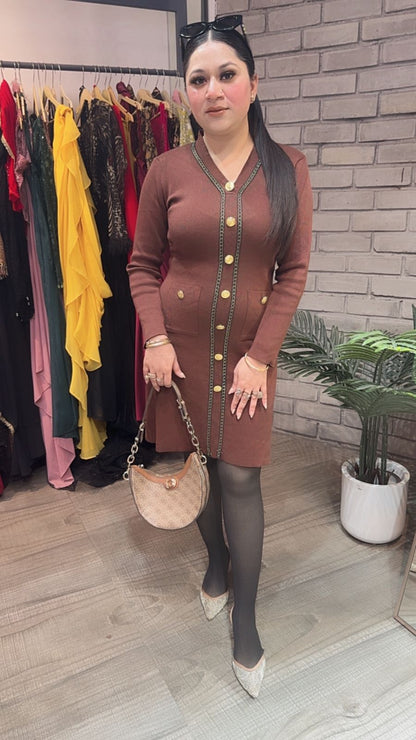 Eden Brown Woolen Dress