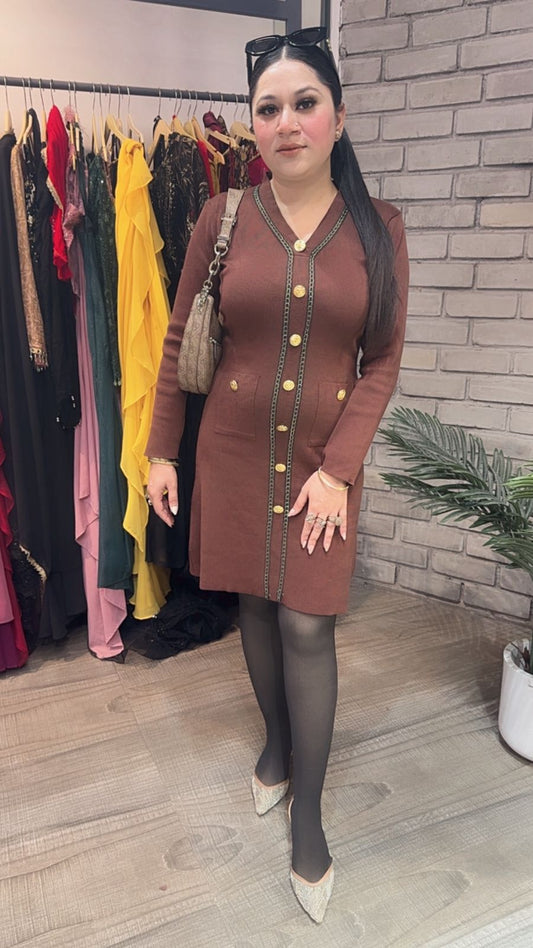 Eden Brown Woolen Dress