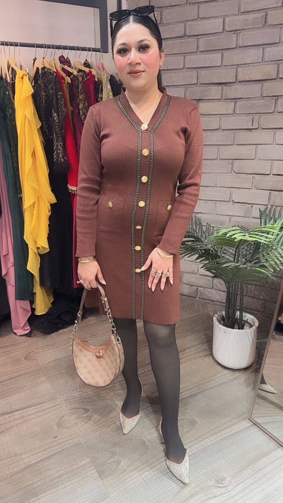 Eden Brown Woolen Dress