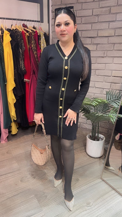 Eden Black Woolen Dress