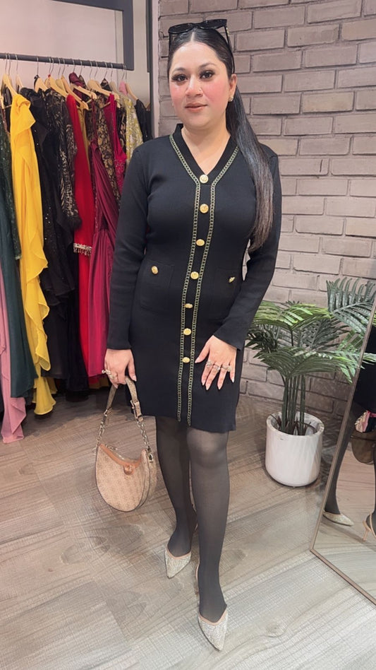 Eden Black Woolen Dress