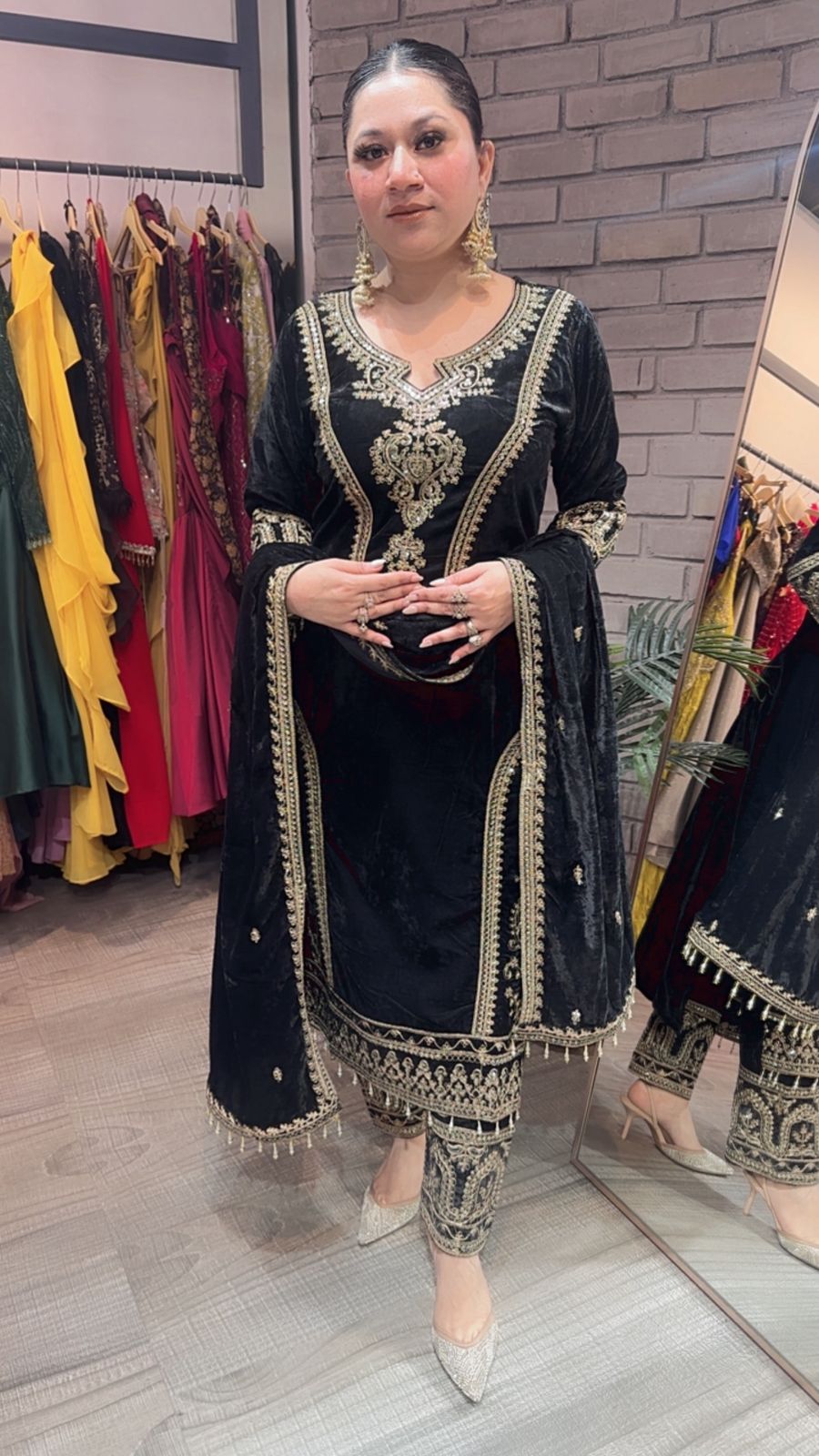 Shabad Black Designer velvet Suit
