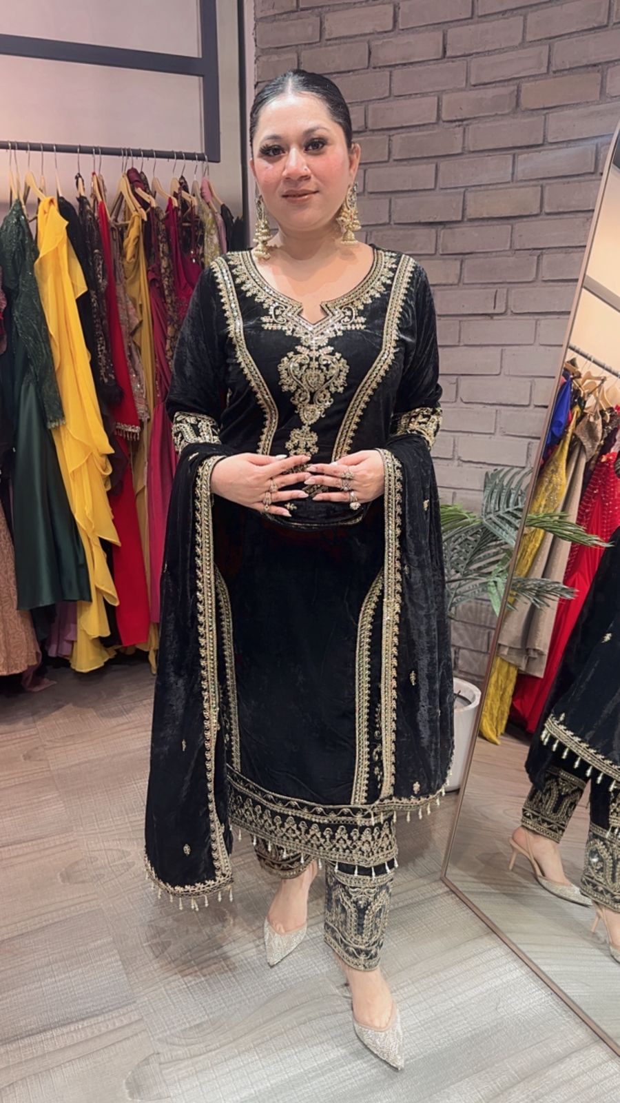 Shabad Black Designer velvet Suit