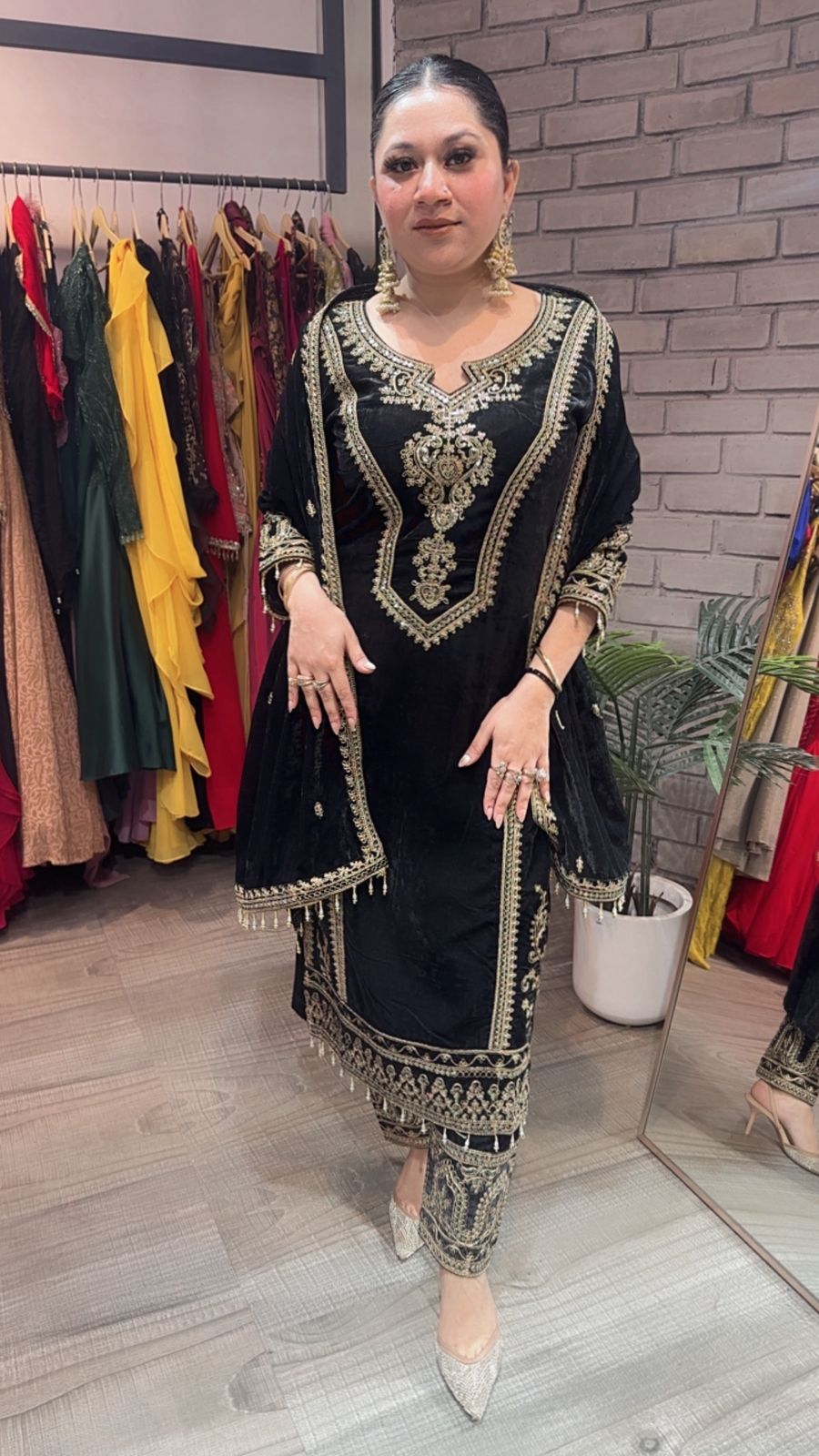 Shabad Black Designer velvet Suit