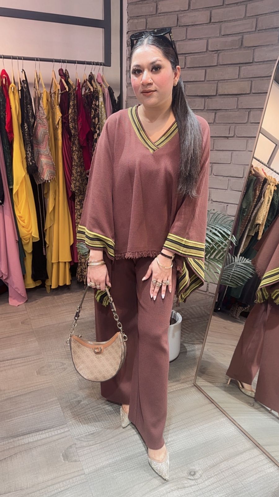 Theos Brown Woolen Cordset