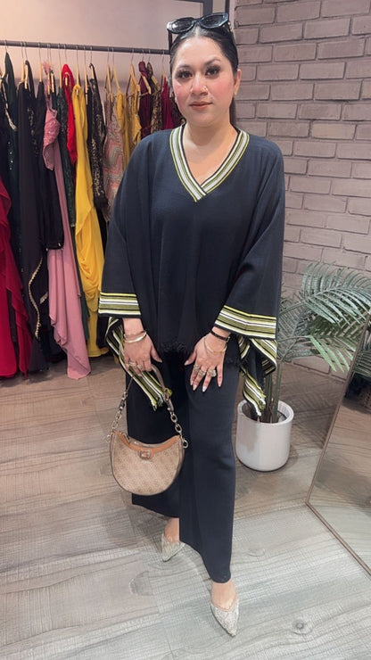 Theos Black Woolen Cordset