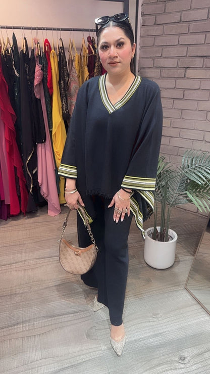 Theos Black Woolen Cordset