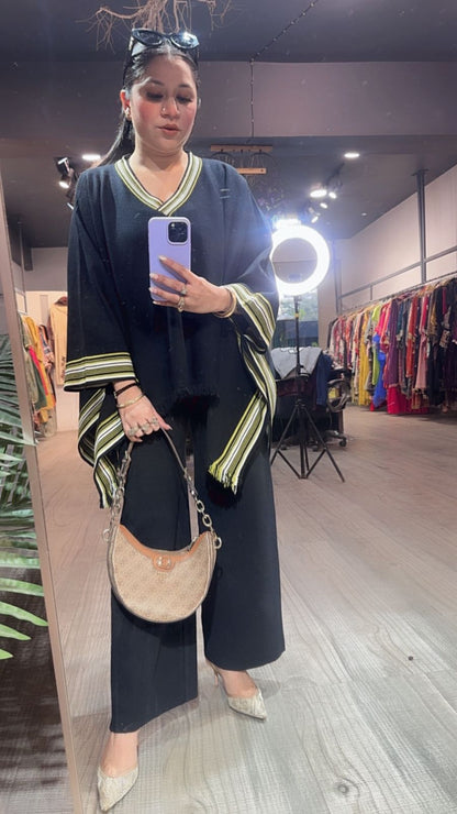 Theos Black Woolen Cordset