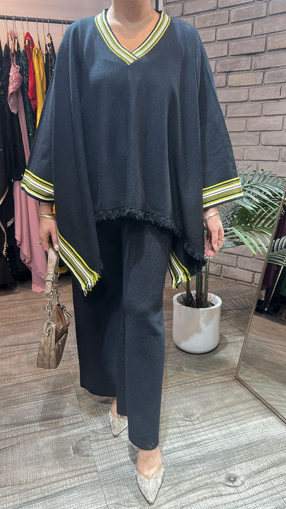 Theos Black Woolen Cordset