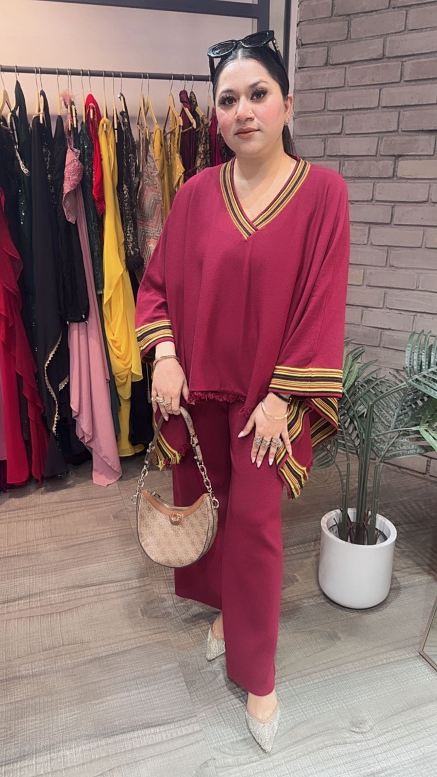 Theos Mahroon  Woolen Cordset