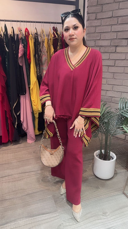 Theos Mahroon  Woolen Cordset