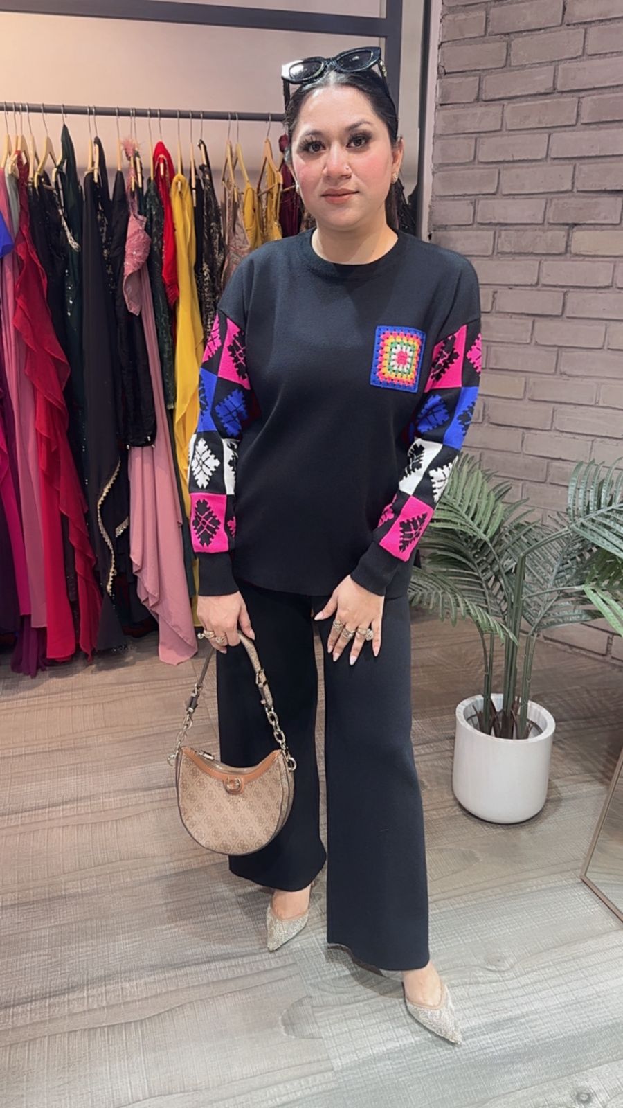 Kiwi Black Woolen Cordset