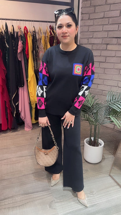 Kiwi Black Woolen Cordset