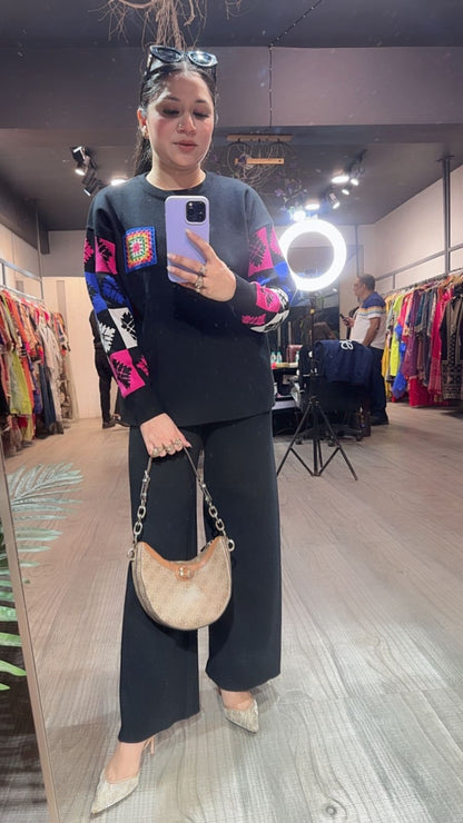 Kiwi Black Woolen Cordset