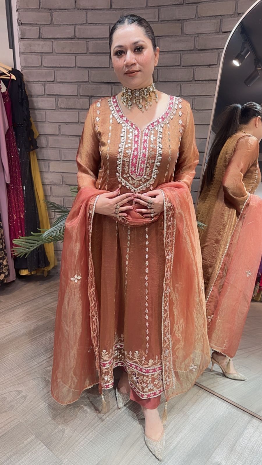 Tehzeeb Rust Designer Anarkali suit